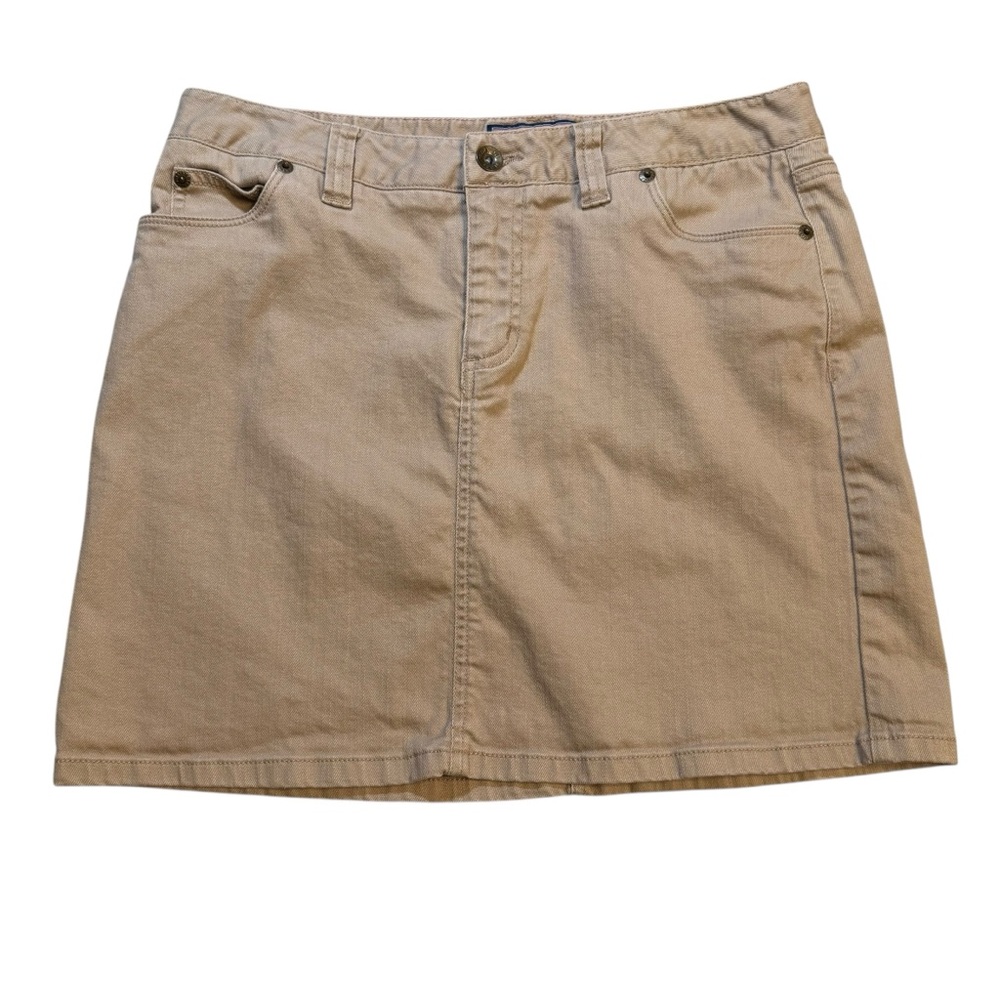 Vineyard Vines khaki denim mini skirt size 8 preppy classic neutral